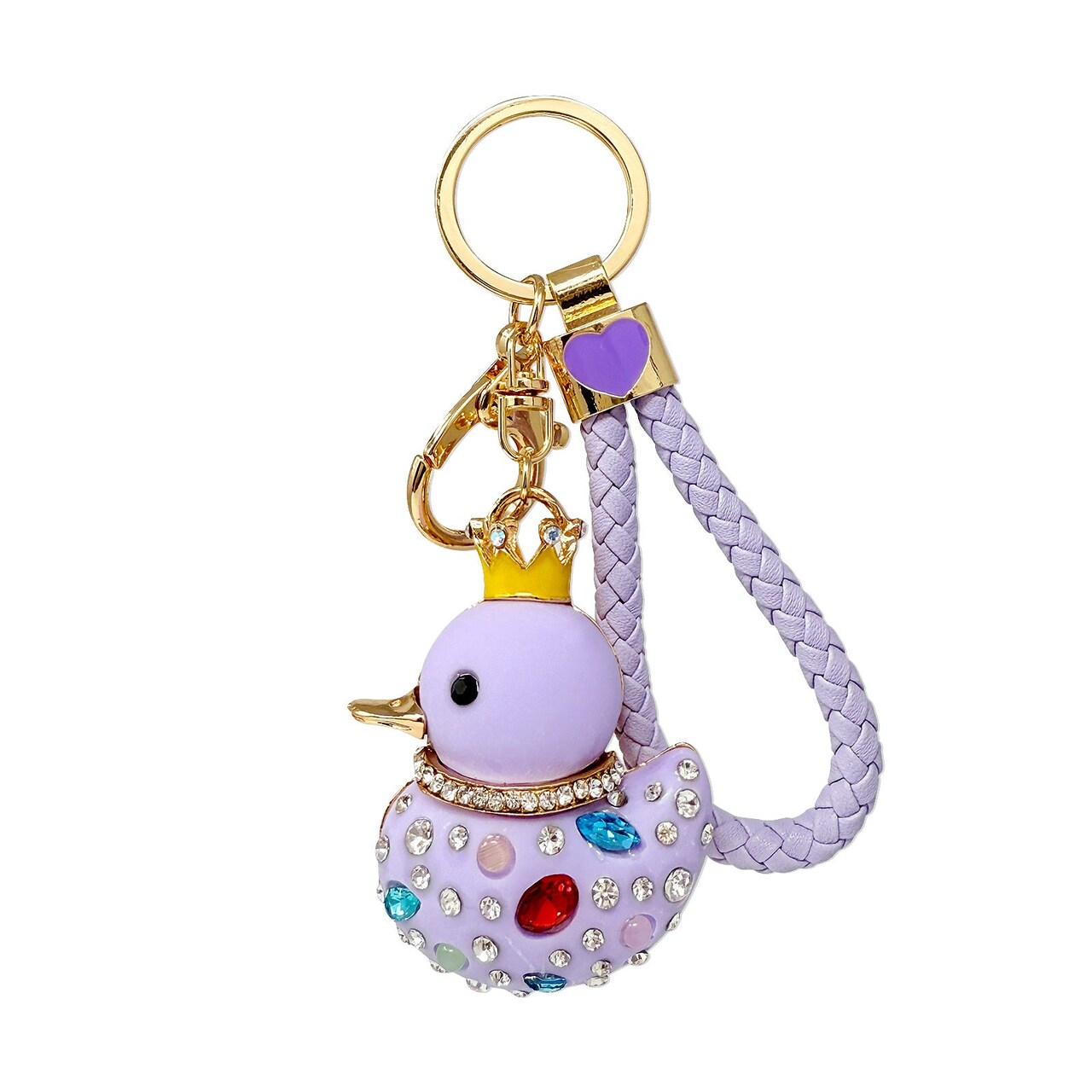 Wrapables Glamorous Crystal Rhinestone Ducky Keychain, Pendant Bag Charm, Purple